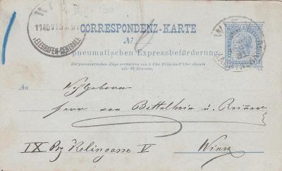 Rakousko, potrubní pošta Vídeň asi 1891??