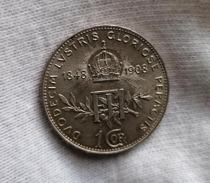 1 koruna 1908 jubilejní, mincovna Vídeň, František Josef I.