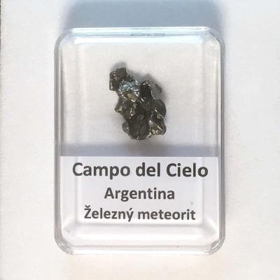 Železný meteorit Campo del Cielo - Argentina - krabička s popisem 03