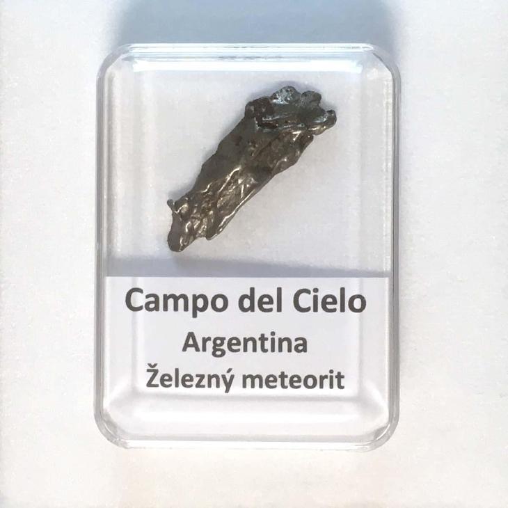 Železný meteorit Campo del Cielo - Argentina - krabička s popisem 05