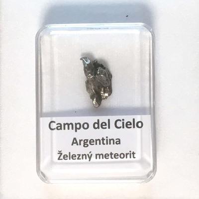 Železný meteorit Campo del Cielo - Argentina - krabička s popisem 06