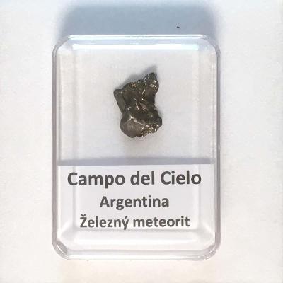 Železný meteorit Campo del Cielo - Argentina - krabička s popisem 07