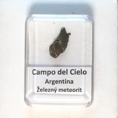 Železný meteorit Campo del Cielo - Argentina - krabička s popisem 08