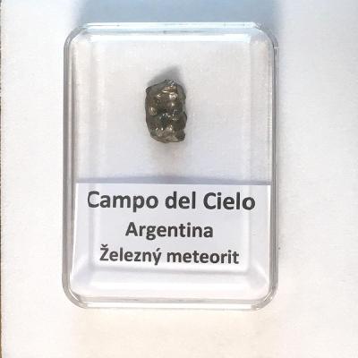 Železný meteorit Campo del Cielo - Argentina - krabička s popisem 09