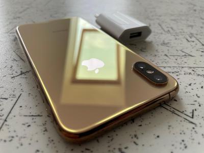 APPLE iPhone XS 64gb GOLD 100%FUNKČNÍ 99%VZHLED +NEW adaptér OD1KČ