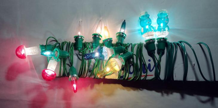 Vánoční elektrické svíčky Žárovka modrá Cilindr Dudlík  - Starožitné vánoční ozdoby