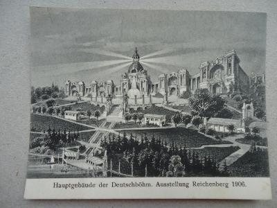 Hauptgebäude der Deutschböhm. Ausstellung Reichenberg 1906 - 9x11 cm