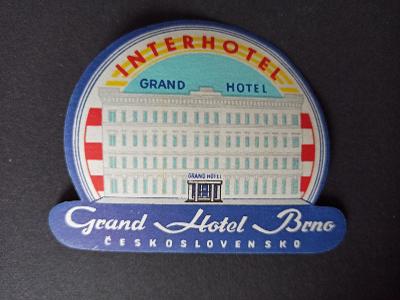 Hotelový obtistk na kufr Brno Grand Hotel