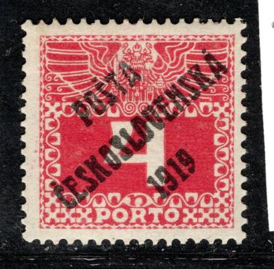 Pč 1919/66, typ II, doplatní velká čísla, červená 4 h, zk. Mr/19.73612