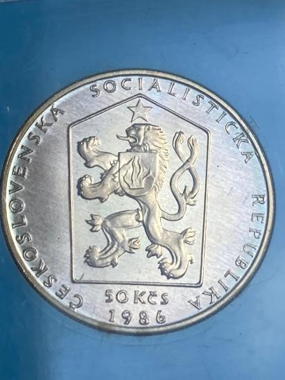 50 Kčs Praha 1986 - stříbrná mince