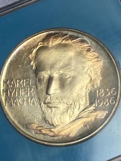 100 Kčs Karel Hynek Mácha 1836-1986 stříbrná mince - Numismatika Česko