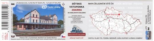 Turistická absolventská vizitka A 275_D - Vlakem ČD do České Skalice