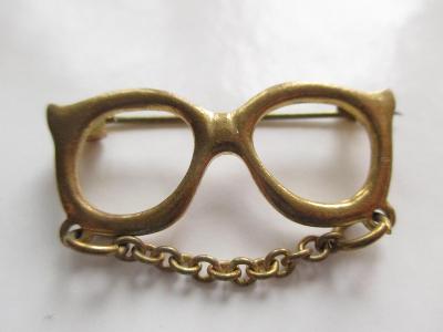 Stará kovová brož brýle  ČSSR