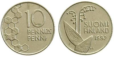 R5G6639 FINSKO 10 PENNI 1992 Nickel