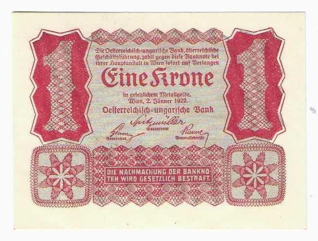 AUSTRIA - 1 KRONE - 1922 - N/UNC