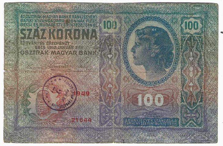 AUSTRIA - 100 KRONEN - 1912 - RAZÍTKO
