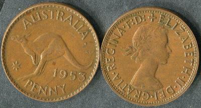 AUSTRÁLIE 1 penny Alžbeta II. klokan oběhová mince 49,13 mil. 1/1 1964