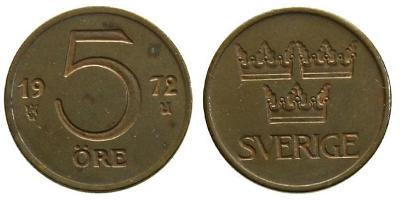 R5G6733 ŠVÉDSKO 5 ORE 1972 Gustaf VI Adolf