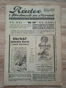časopis - RÁDCE Z PŘEDMOSTÍ NA MORAVĚ - č. 9 ročník 25 rok 1938 