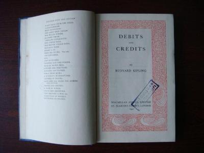 Kniha; knížka; DEBITS AND CREDITS; Kipling; 1941; román; Anglie; Angli