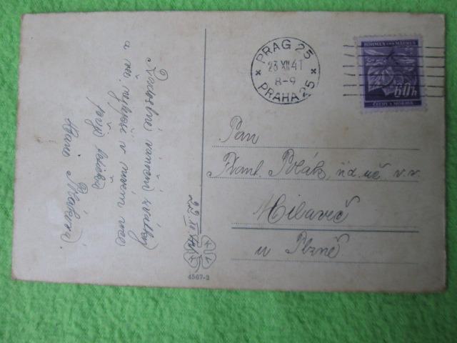 Vánoční, děti / andílci /stromeček, Protektorát Čechy a Morava, 1941. - Sváteční pohlednice