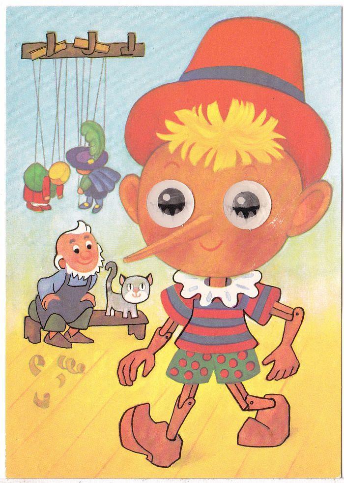 Mrkací Pinocchio - Pohlednice malířství