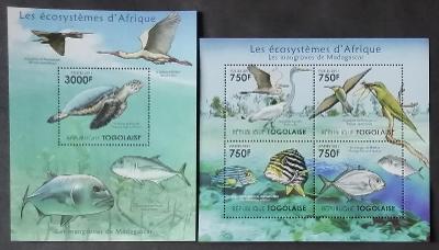 Togo 2011 24€ Africká fauna a flora moří Madagaskaru, Ryby a ptáci