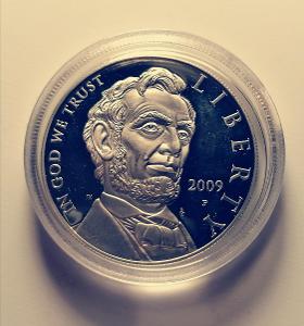 🇺🇸Vzácný stříbrný dolar USA 2009 Abraham Lincoln 🇺🇸