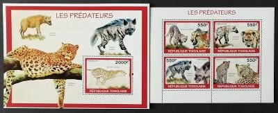 Togo 2010 16,5€ Afričtí predátoři a velké kočky, Hyeny a psi 