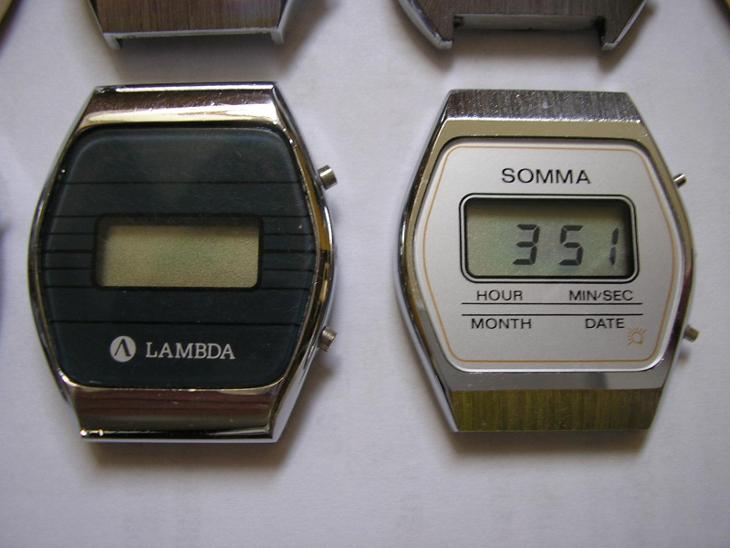 Soubor, konvolut 10 ks LCD hodinek z 80. let. Digi, digitálky, quartz.
