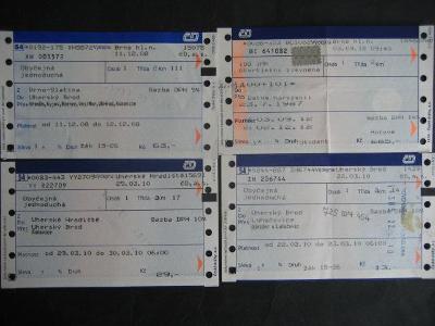 Železniční jízdenky 4 kusy s reklamou od korunky