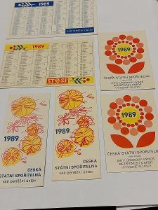 A - Kartičkové kalendáříky - Česká státní spořitelna - 1989 - 6ks
