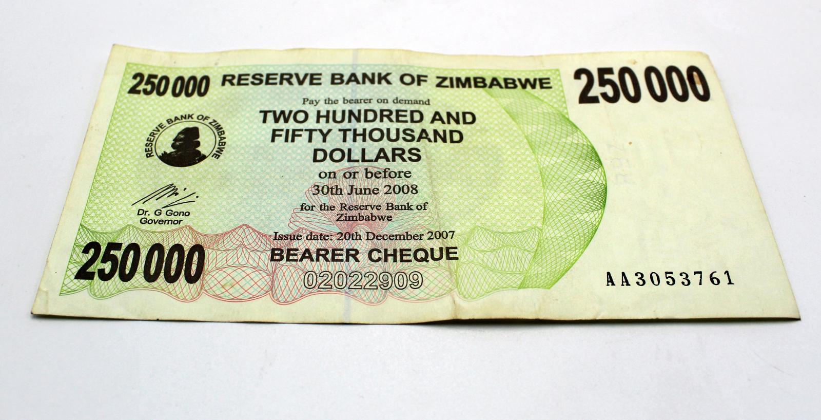250 000 dolár ZIMBABWE 2008 P50 z obehu stav 1-3 - Zberateľstvo