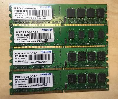 kit pamětí DDR2 PATRIOT 4x2GB celkem 8GB kit DDR2 800Mhz PC6400 CL6