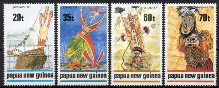 Papua N.G.-Domorodé umění 1989**  Mi.602-605 / 6 €