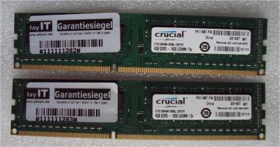 ⏩️  8GB RAM Crucial (2x4GB) DDR3 1600, Single Ranked 