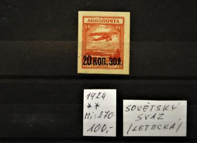 Sovětský svaz/letecká -přetisk/1924/Mi::270**/popis viz. foto).