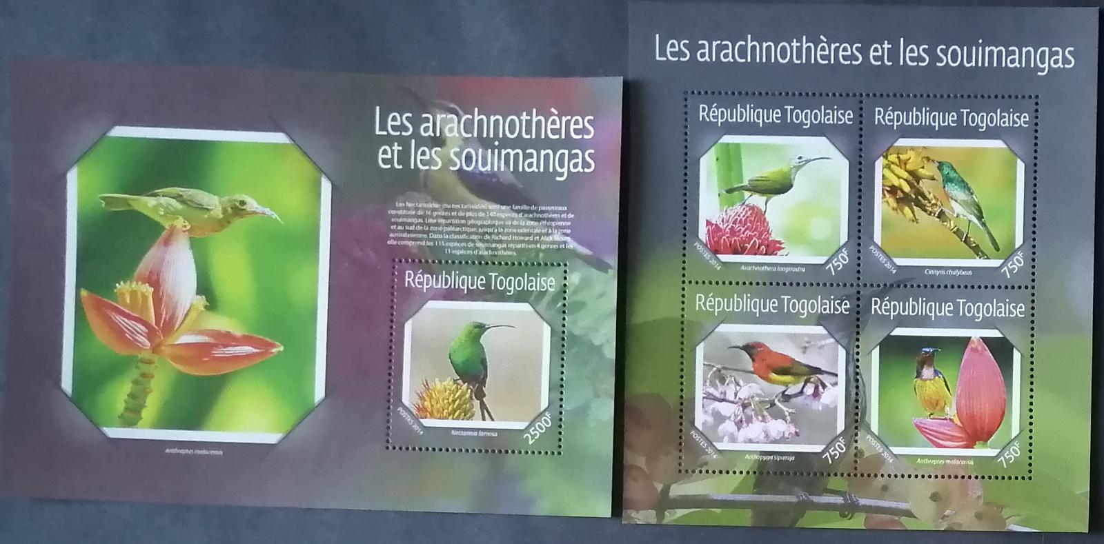 Togo 2014 22€ Kolibríky a tropické vtáky Afriky - Filatelia