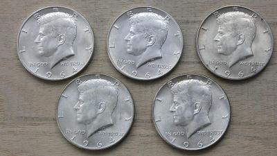 Mince - 1/2 dolar 5 ks 1964