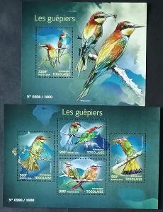 Togo 2015 27€ Medojedi, Afričtí barevní ptáci