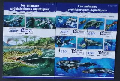 Togo 2015 27€ Pravěká fauna moří a oceánů, Krokodýli a ještěři