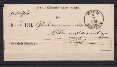 skládaný - úřední z Vídně do Chudenic 1890