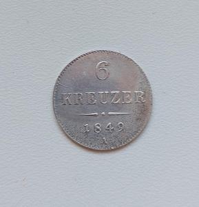 Stříbrný 6 krejcar 1849 A Vídeň FJI - Top sbírkový kus