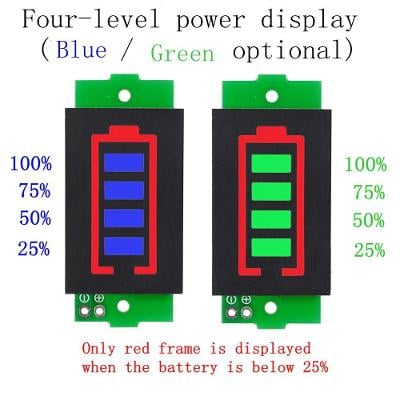 modul indikátoru kapacity LI-ON baterie NASTAVITELNÝ PRO 1-8 ks modrý