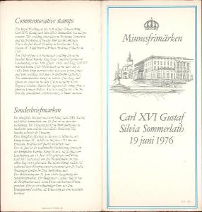 17B1513 Příležitostný tisk se známkami svatba Gustava a Silvie Švédsko
