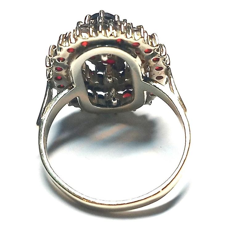 14 kt zlatý prsten s českými granáty - Starožitné šperky