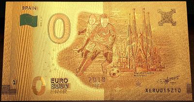 0 Euro Souvenir , Mistrovství světa ve fotbale 2018 , Spain , zlata