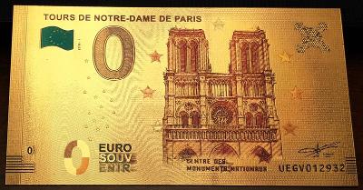 0 Euro Souvenir 2018 , Katedrála Notre Dame, Paříž, Francie , zlata 