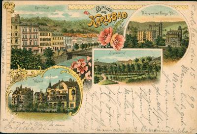 10D4858 Karlovy Vary (Karlsbad) - okénková pohlednice malovaná