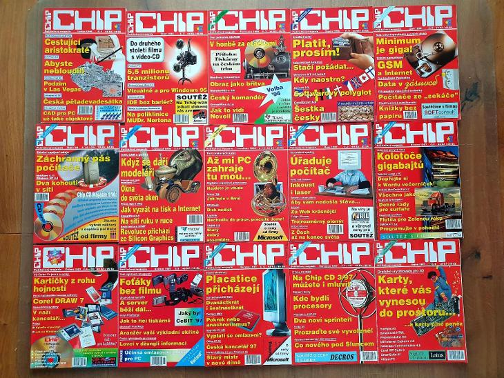 Prodám časopisy CHIP, celkem 43 čísel, 1x čtené, výborný stav.